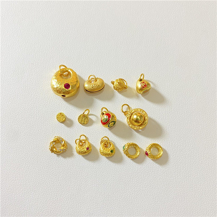 925纯银古法金吊坠配件滴溜手链DIY手工串珠配饰挂坠银镀金如意锁,淘宝优惠券,粉丝福利购,淘宝优惠卷