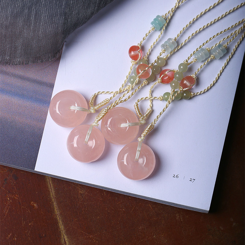 天然粉水晶平安扣款吊坠 女款芙蓉石粉晶桃花粉色平安扣挂坠饰品,淘宝优惠券,粉丝福利购,淘宝优惠卷