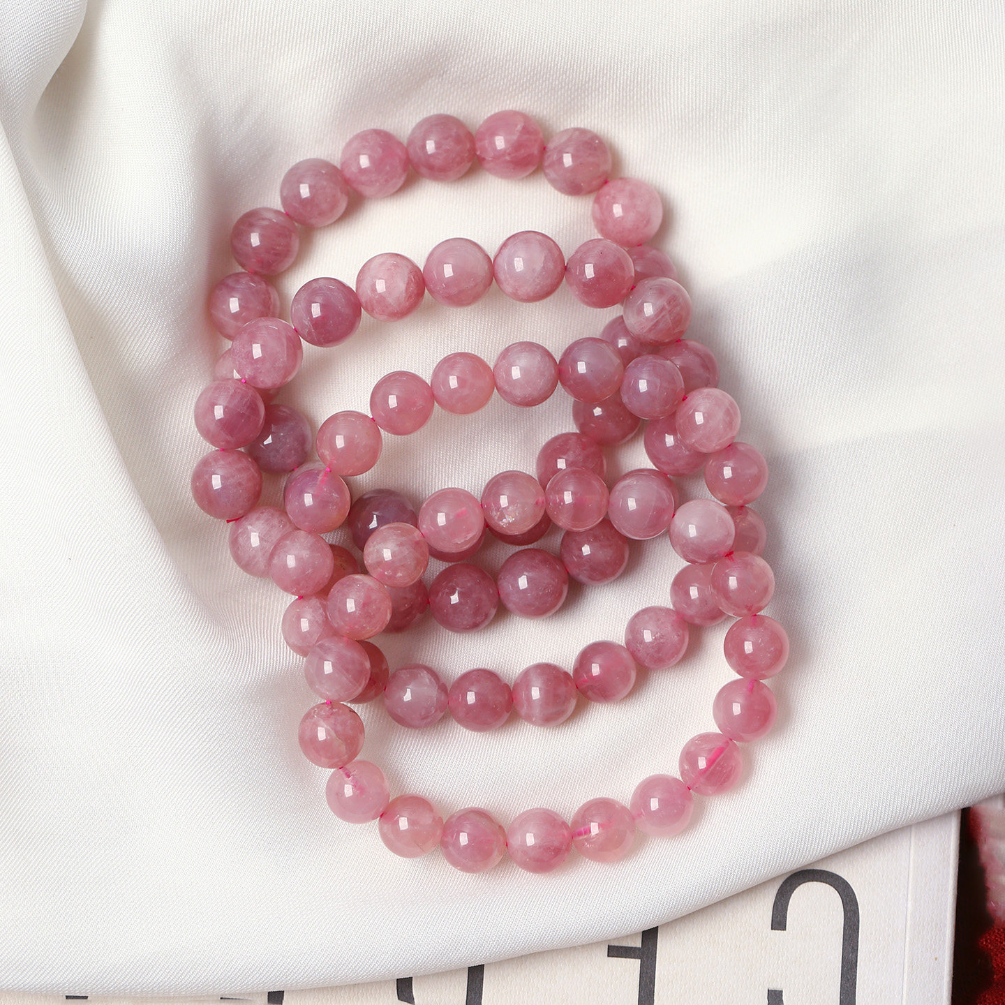 工厂处理 天然粉水晶老矿马粉圆珠款单圈手链 女款粉晶手串饰品,淘宝优惠券,粉丝福利购,淘宝优惠卷