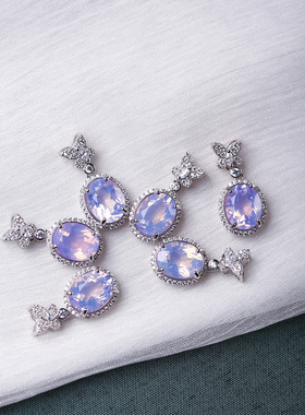 天然紫玉晶纯银镶嵌款吊坠