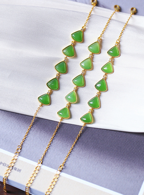 俄罗斯碧玉纯银镶嵌款手链