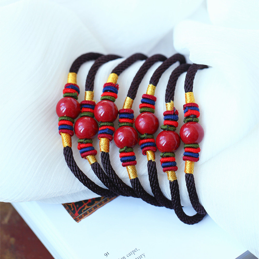 福利 原矿朱砂紫晶砂圆珠原创红绳手编手串 女款朱砂手链饰品,淘宝优惠券,粉丝福利购,淘宝优惠卷