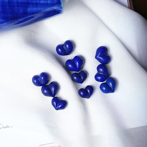 天然老矿青金石雕刻爱心配件屁桃款配件 女款锁骨链挂坠手链材料 - 图1