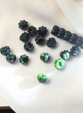 天然和田玉塔青一细雕刻金饭碗款手链 男女款玉石手串饰品