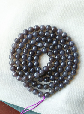 和田玉烟紫帝王紫圆珠款佛珠链