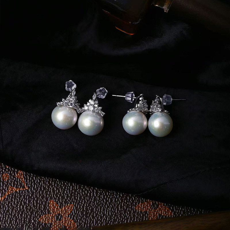 天然淡水白珍珠纯银镶嵌款耳钉耳坠 女款高端珍珠耳饰礼物,淘宝优惠券,粉丝福利购,淘宝优惠卷