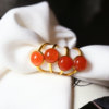 Natural south red agate ice red egg surface sterling silver inlaid ring women's south red ring jewelry