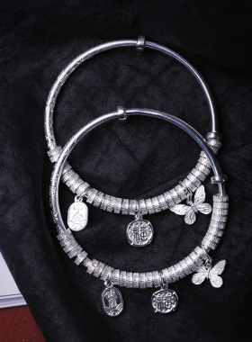 999足银盘缠款推拉款手镯