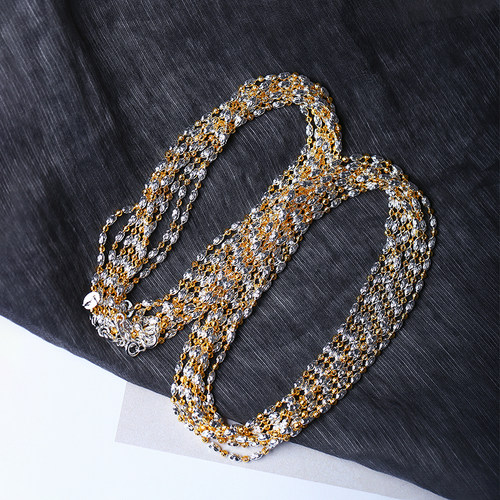 纯银车珠隔珠款项链 男女款简约时尚足银锁骨链项链饰品 - 图1