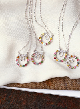 精品彩宝 天然碧玺纯银镶嵌锁甜甜圈款吊坠 女款彩宝碧玺饰品礼物