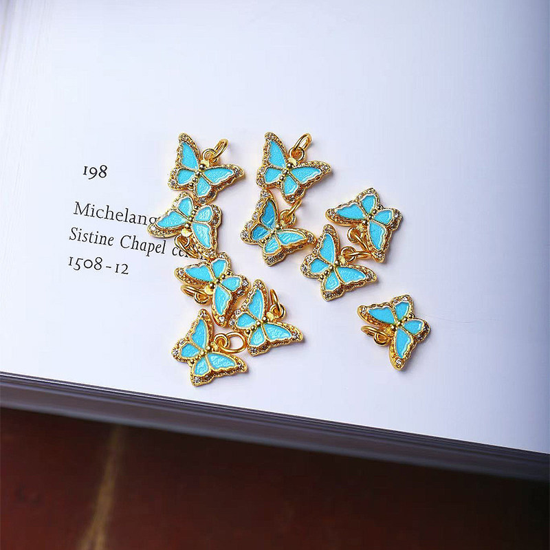 925纯银古法金滴油工艺小蝴蝶款吊坠小滴溜女款手链项链串珠配饰,淘宝优惠券,粉丝福利购,淘宝优惠卷