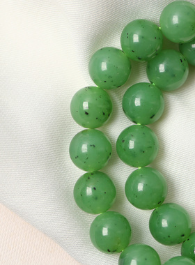 天然俄罗斯碧玉乌兰海苹果绿圆珠手链手串男女款高端玉石饰品礼物