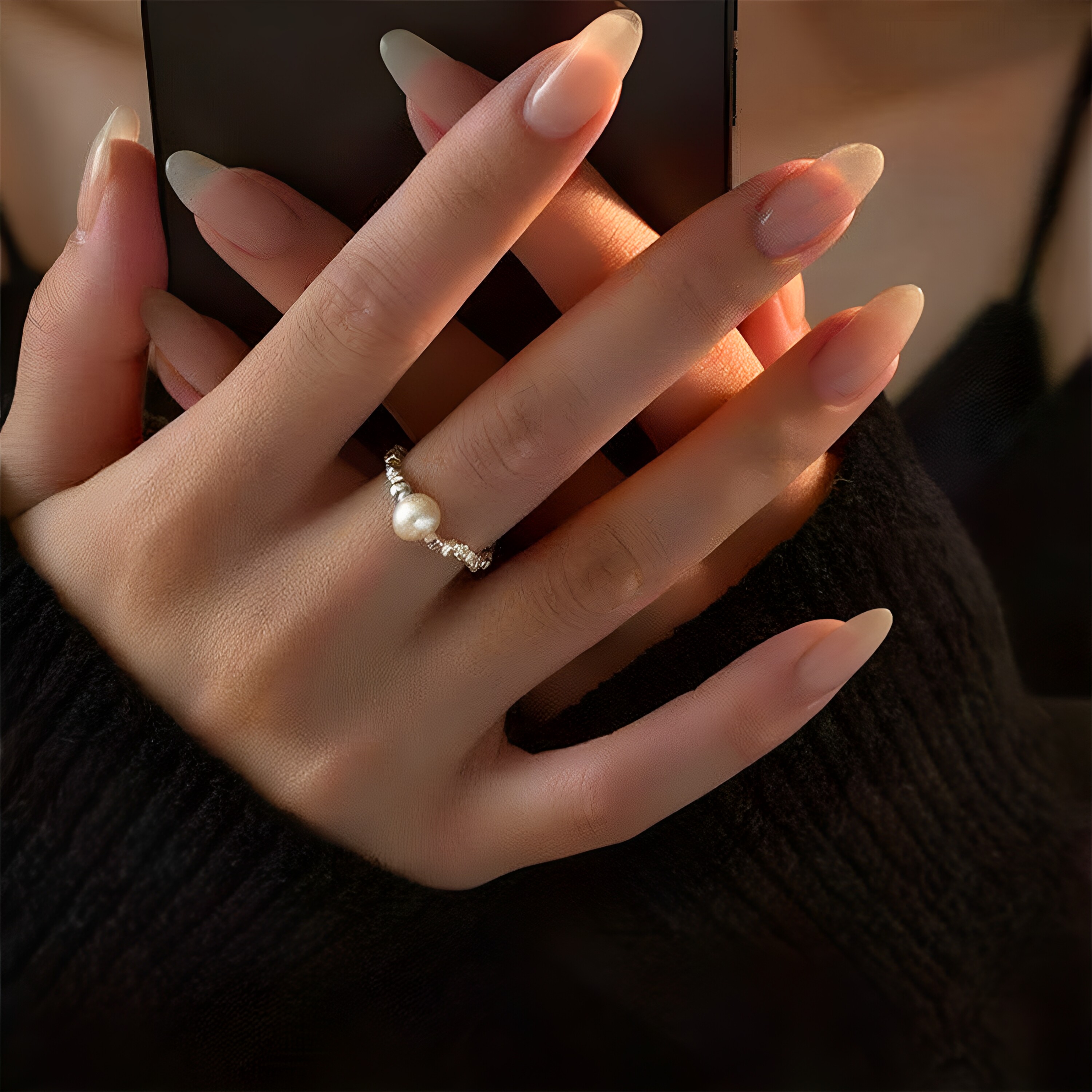 925 sterling silver broken silver with freshwater pearl style ring, women's sterling silver simple ring jewelry