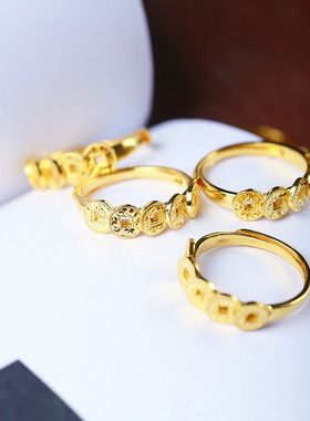 999足银电镀黄金钱币款戒指