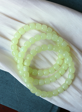 天然和田玉冰料黄口料直切珠手链