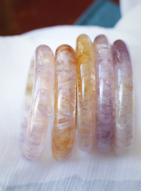 水晶紫黄兔毛水晶手镯镯子女手镯