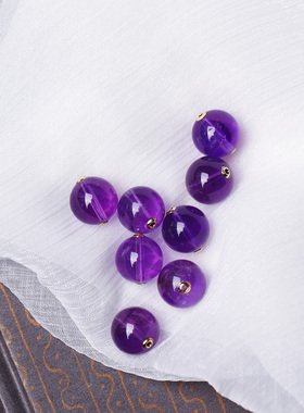 紫水晶圆珠18K金贴片镶嵌转运珠