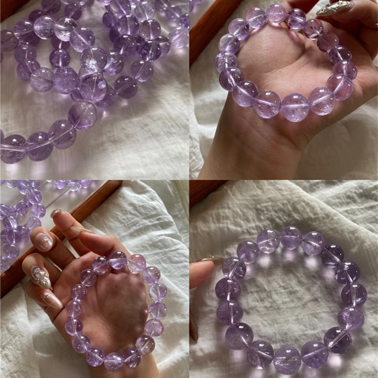 天然透体薰衣草紫水晶圆珠款手链 女款冰透体紫色水晶饰品礼物,淘宝优惠券,粉丝福利购,淘宝优惠卷