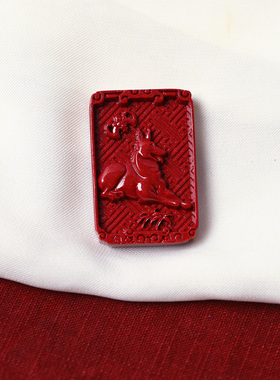 高含量天然真朱砂紫金砂十二生肖方牌雕件牌吊坠本命年饰品项链