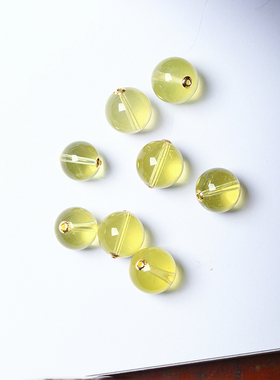 天然柠檬黄水晶18K金贴片镶嵌圆珠款锁骨坠手链配件转运珠饰品