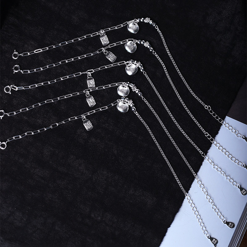 足银小福坠款手链  女款足银时尚手链饰品礼物 L,淘宝优惠券,粉丝福利购,淘宝优惠卷