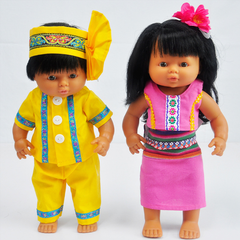 我学穿衣之民族服装儿童认知各族娃娃换衣游戏套装七色花幼教玩具 - 图0