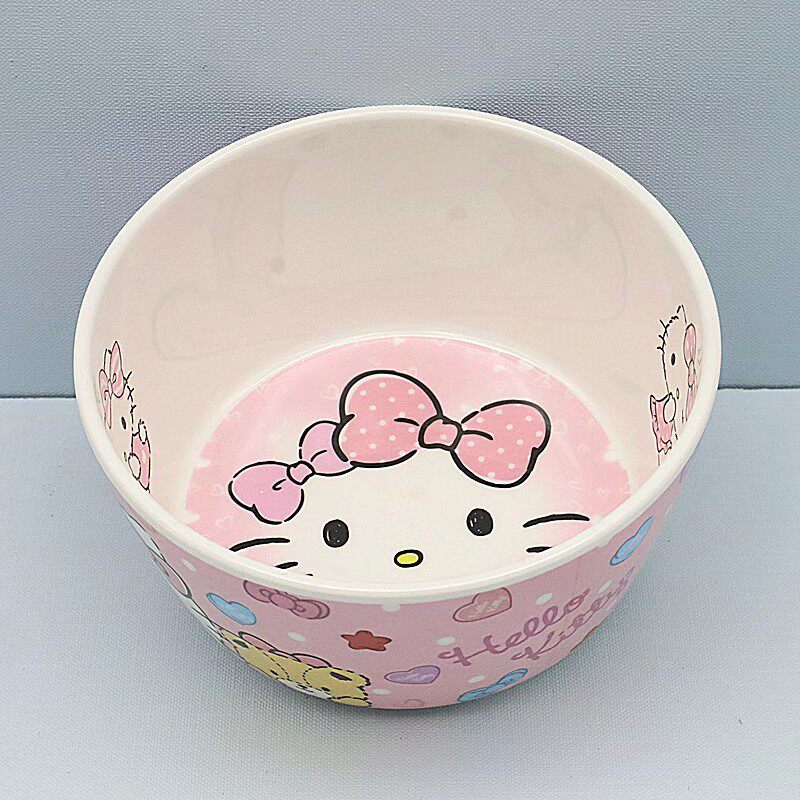 卡通凯蒂猫餐具儿童碗盘套装家用可爱学生吃饭宝宝防摔碗