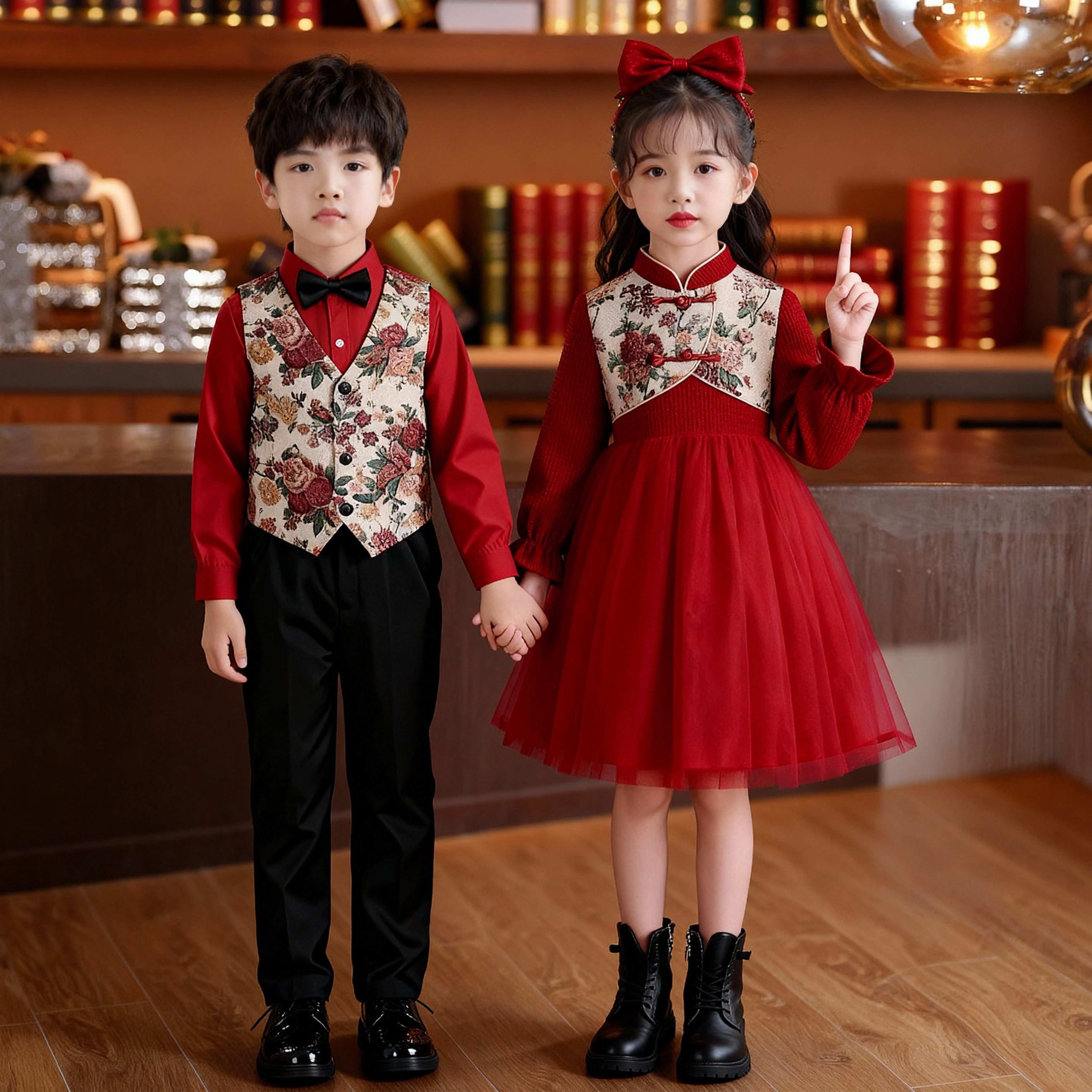 儿童合唱演出服小学生诗歌朗诵比赛幼儿园男女童中国风主持人礼服,淘宝优惠券,粉丝福利购,淘宝优惠卷