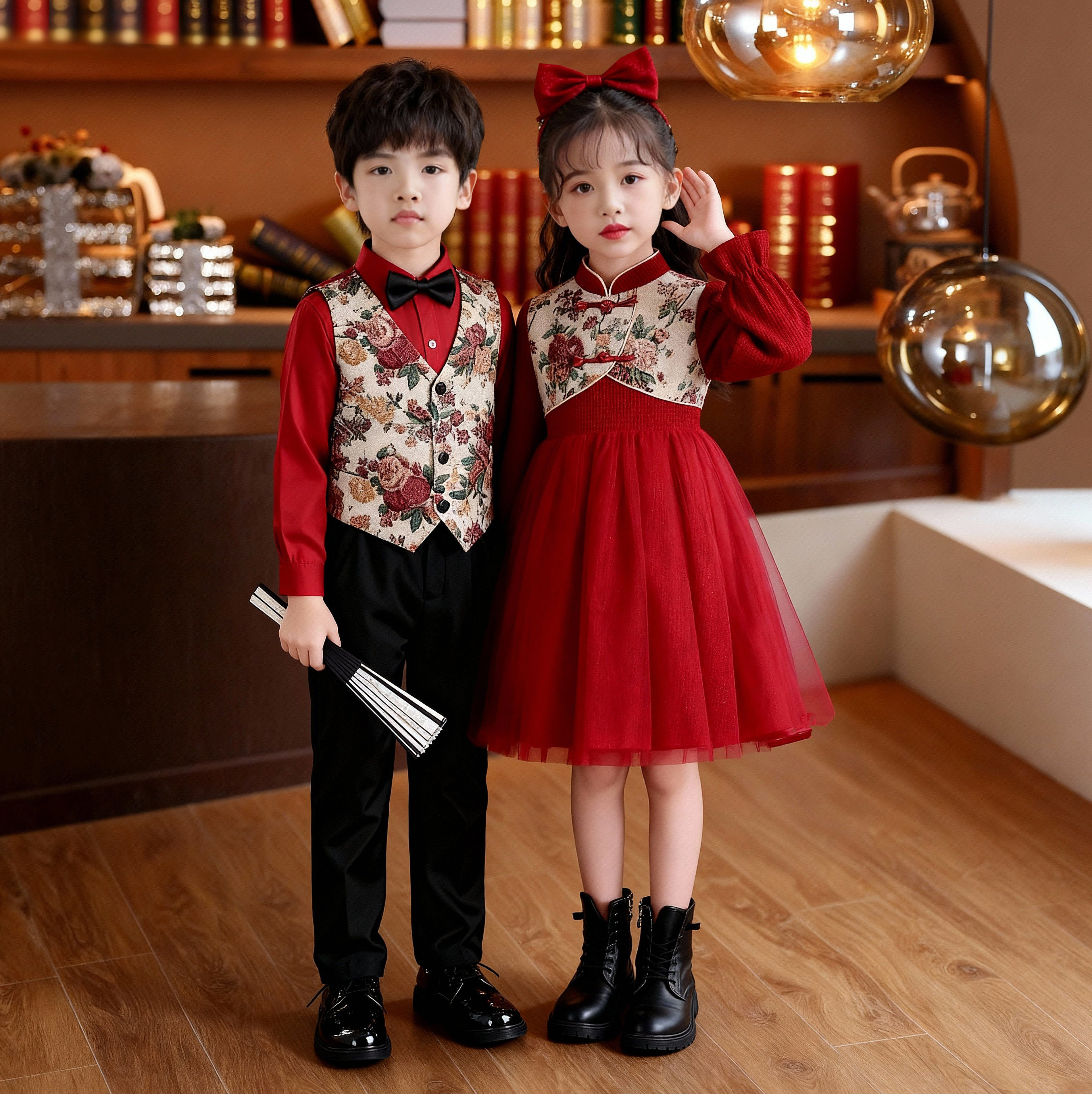 儿童合唱演出服小学生诗歌朗诵比赛幼儿园男女童中国风主持人礼服,淘宝优惠券,粉丝福利购,淘宝优惠卷