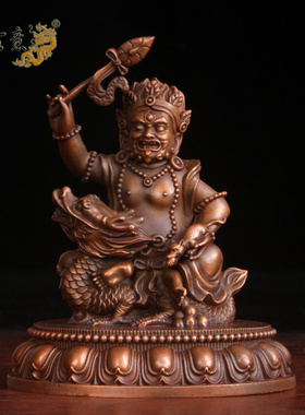 真古意 紫铜五路财神佛像摆件黄绿白黑红财神藏传家居供奉工艺品