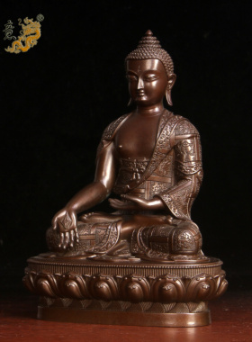 真古意 黄铜法海胜慧游戏神通如来佛像摆件藏传尼泊尔家居工艺品