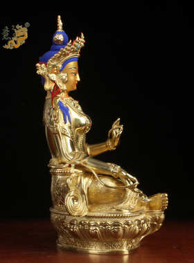 纯铜菩萨密宗尼泊尔绿度母佛像