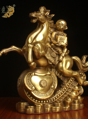 纯铜马上封侯摆件办公室装饰品