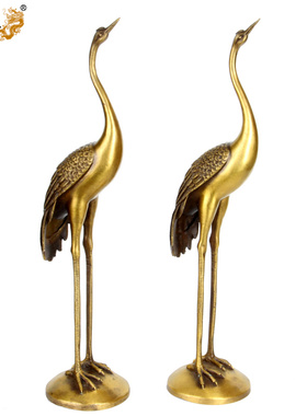 真古意纯铜仙鹤摆件松鹤延年延年