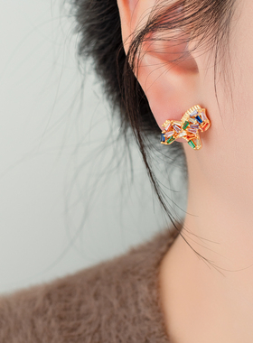 原创彩虹小马珍珠项链耳钉套装