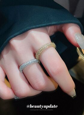 锆石电镀麻花戒指轻奢批发时尚指环真金高级感百搭女小众开口手饰