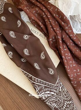 布艺印花腰果花丝巾项链复古气质个性时尚毛衣链轻奢高级感颈链女