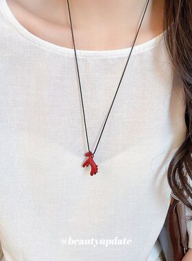 小众滴油项链颈链童趣休闲百搭毛衣链批发设计感可爱小马简约吊坠