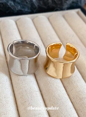 欧美跨境金属光面戒指小众高级