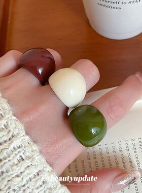 欧美跨境树脂几何圆形戒指时尚