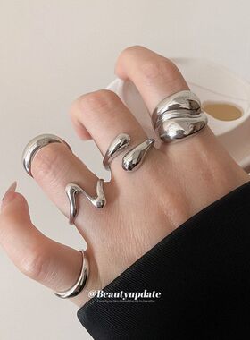 女风小众通勤戒指食指百搭套装