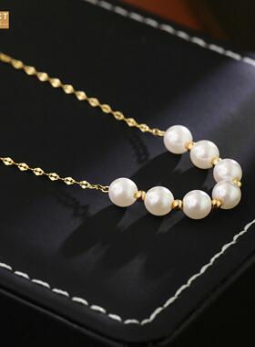 AXKECT简约珍珠隔珠项链女2026毛
