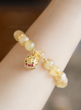 XKDDCT新款天然8MM黄水晶手链女