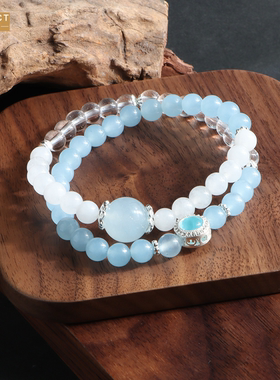 XKDDCT新中式手链海白玉白水晶三