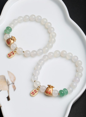 XKDDCT新款天然白玛瑙手链女款福