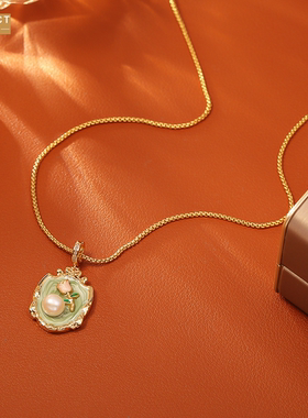 XKDDCT中古风淡水珍珠项链莫奈花