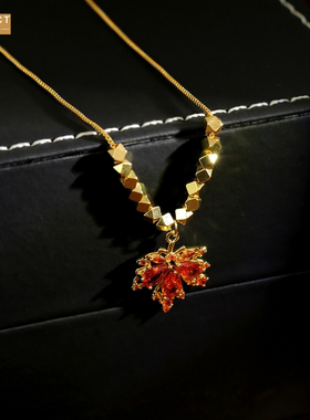 XKDDCT新款美拉德秋冬红色枫叶项