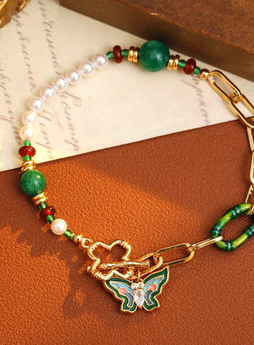 XKDDCT原创国潮新中式蝴蝶珍珠手