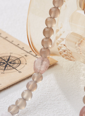 XKDDCT天然烟紫玛瑙手链女莫兰迪