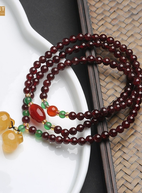 XKDDCT新款三圈石榴石手链双葫